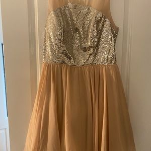 Nude formal dress with silver sequins